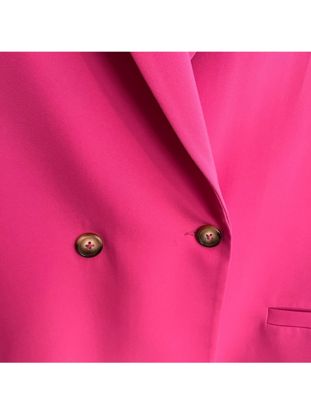 SAKS 5th AVENUE • Oversized Hot Pink Barbie Pink Double-Breasted Blazer - Picture 6 of 8